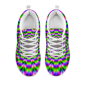 Neon Psychedelic Optical Illusion White Running Shoes