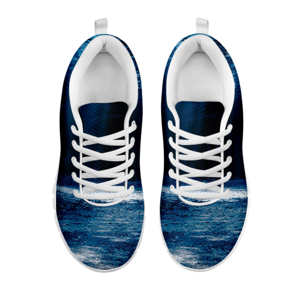 Night Forest And Moonlight Print White Running Shoes