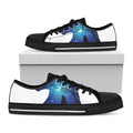Night Forest Wolf Spirit Print Black Low Top Sneakers