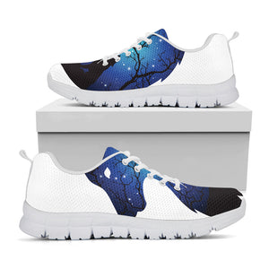 Night Forest Wolf Spirit Print White Running Shoes