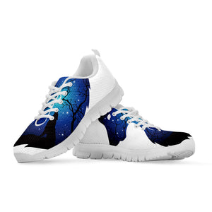 Night Forest Wolf Spirit Print White Running Shoes