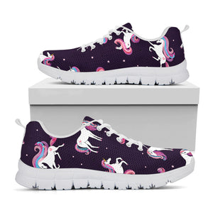 Night Girly Unicorn Pattern Print White Running Shoes