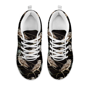 Night Owl Pattern Print White Running Shoes