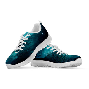 Night Sky And Full Moon Print White Running Shoes