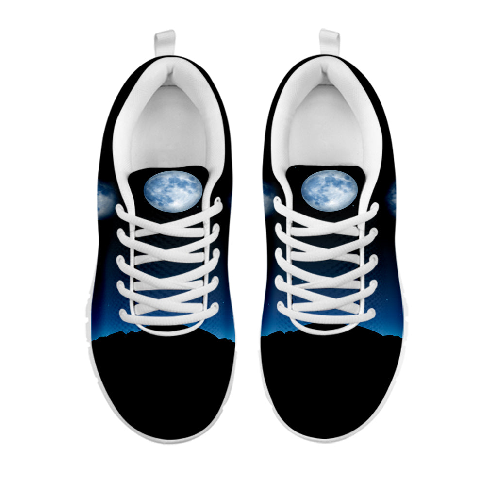 Night Sky And Moon Phase Print White Running Shoes