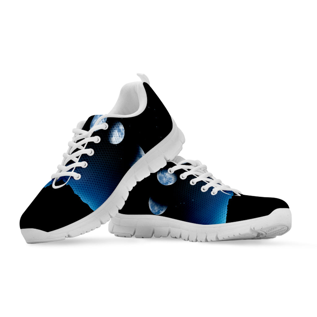 Night Sky And Moon Phase Print White Running Shoes
