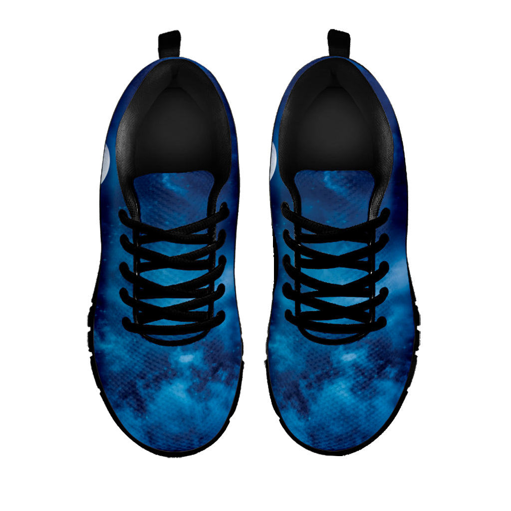 Night Sky And Moonlight Print Black Running Shoes