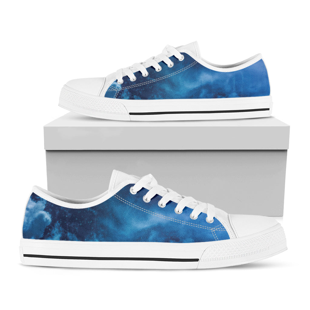 Night Sky And Moonlight Print White Low Top Sneakers