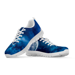 Night Sky And Moonlight Print White Running Shoes