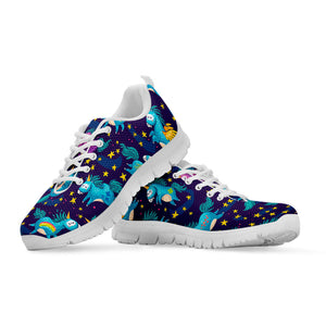 Night Star Unicorn Pattern Print White Running Shoes