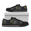 Night Tropical Hawaii Pattern Print Black Low Top Sneakers