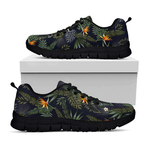 Night Tropical Hawaii Pattern Print Black Running Shoes