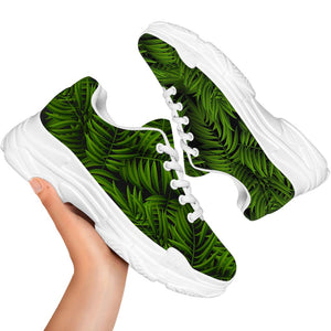 Night Tropical Palm Leaf Pattern Print White Chunky Shoes