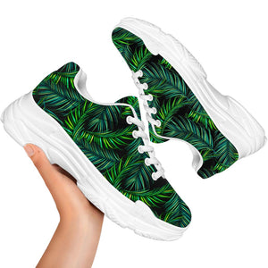 Night Tropical Palm Leaves Pattern Print White Chunky Shoes