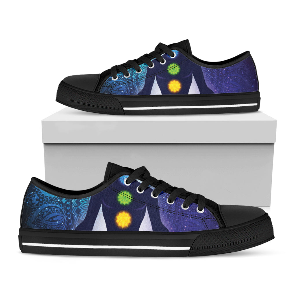 Nine Chakras Aura Print Black Low Top Sneakers