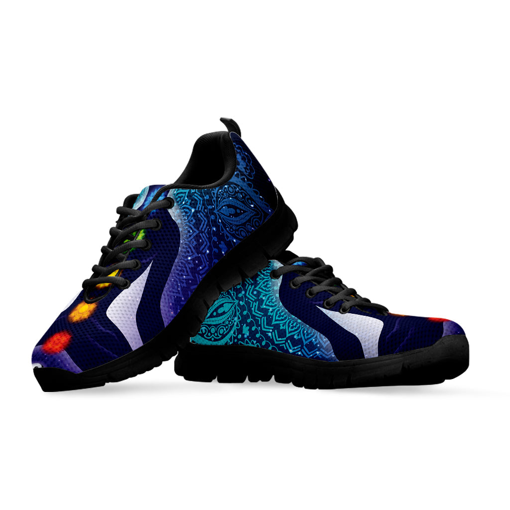 Nine Chakras Aura Print Black Running Shoes