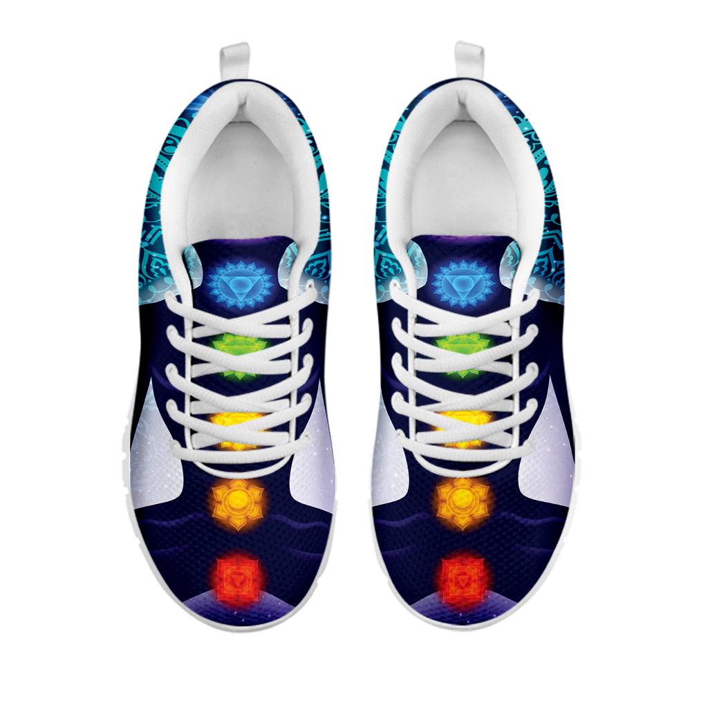 Nine Chakras Aura Print White Running Shoes