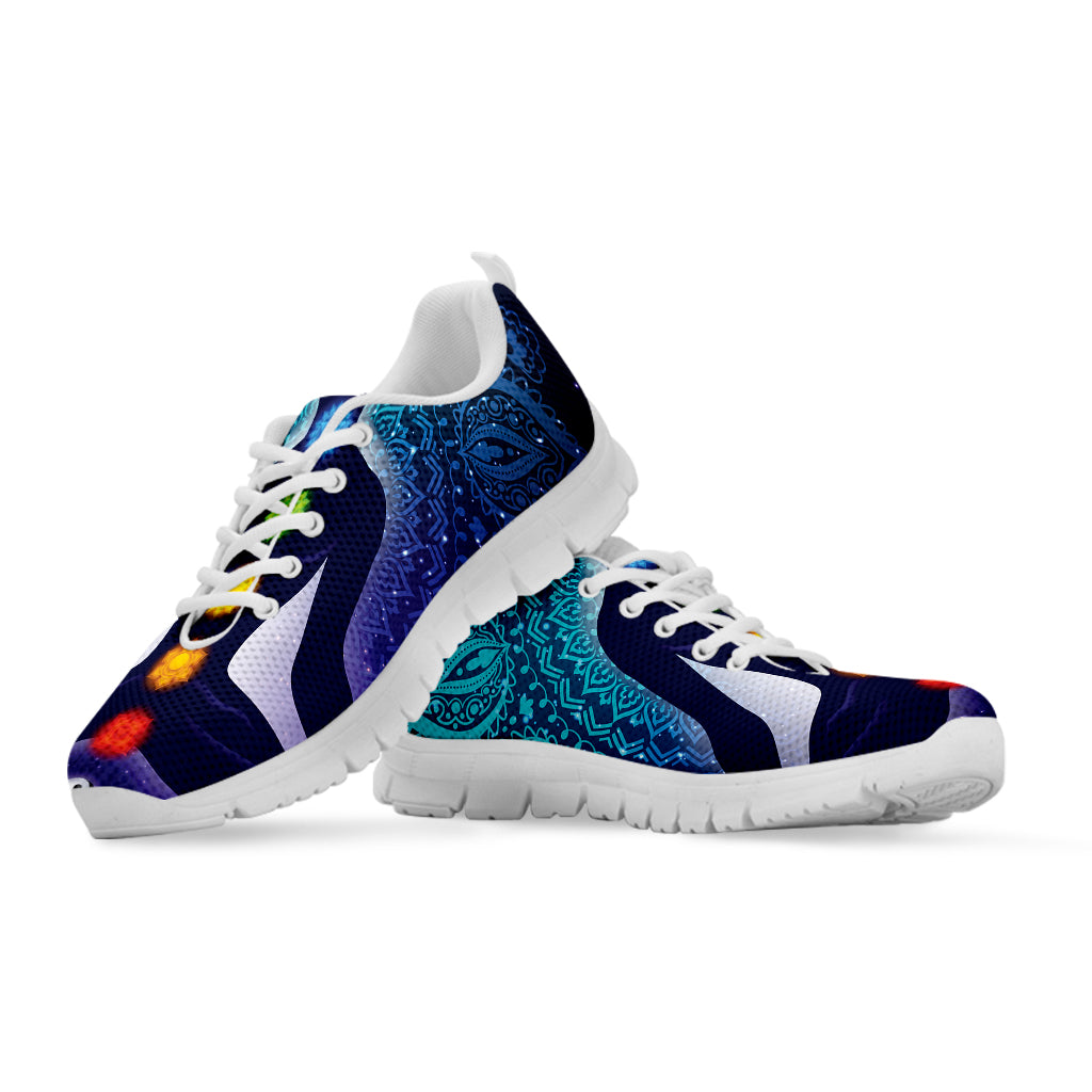 Nine Chakras Aura Print White Running Shoes