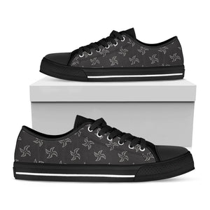 Ninja Shuriken Pattern Print Black Low Top Sneakers