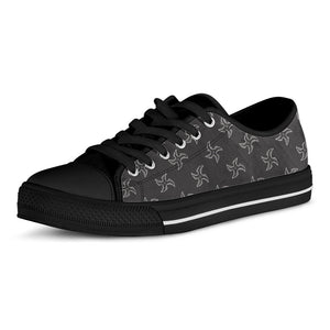 Ninja Shuriken Pattern Print Black Low Top Sneakers