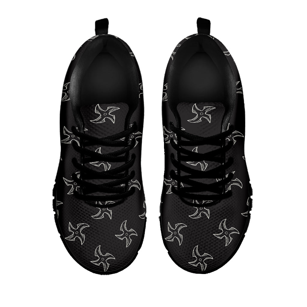 Ninja Shuriken Pattern Print Black Running Shoes