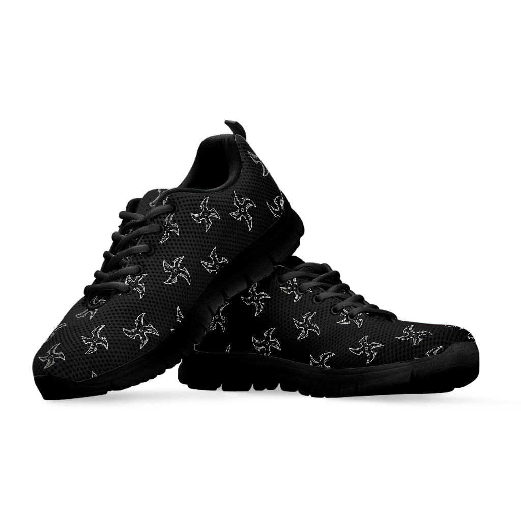 Ninja Shuriken Pattern Print Black Running Shoes