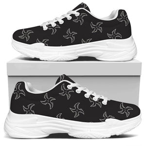 Ninja Shuriken Pattern Print White Chunky Shoes