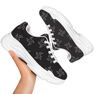 Ninja Shuriken Pattern Print White Chunky Shoes