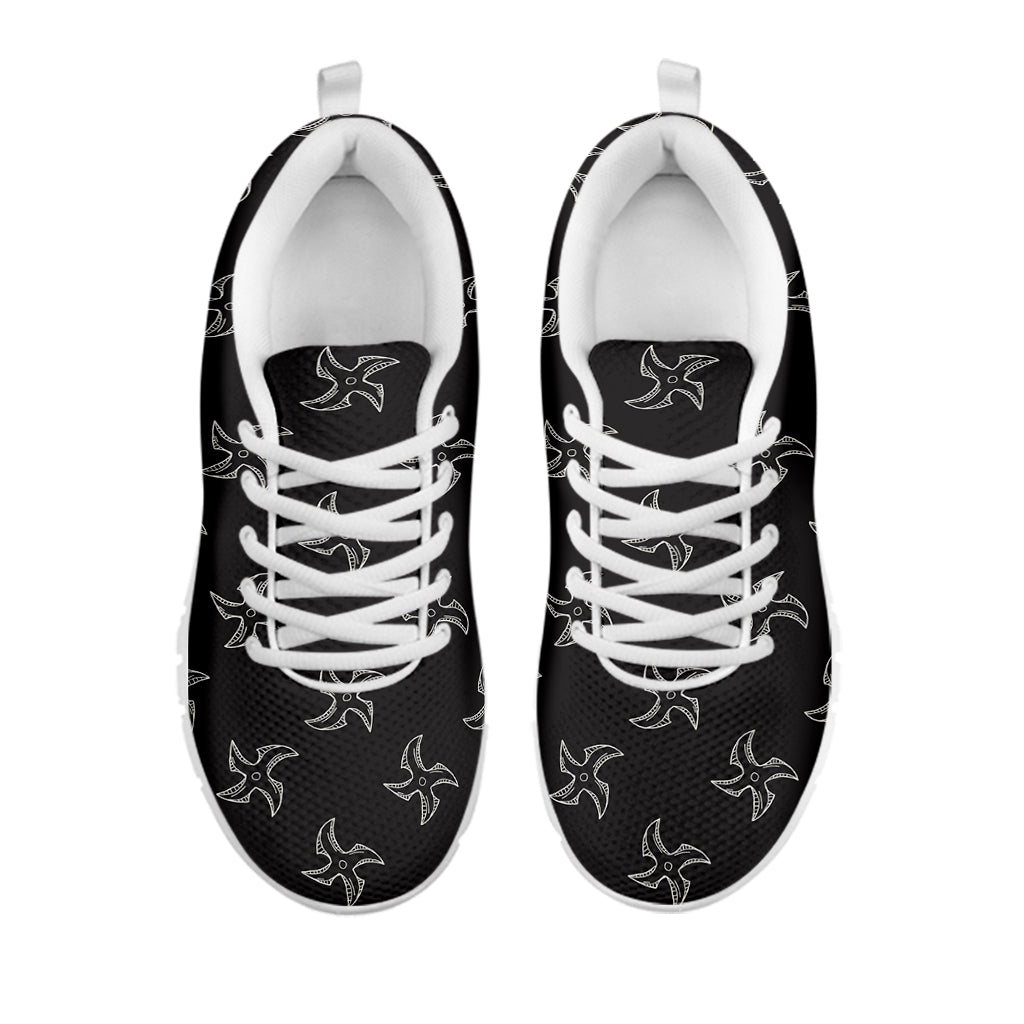 Ninja Shuriken Pattern Print White Running Shoes