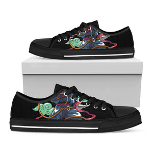 Ninja Warrior Print Black Low Top Sneakers