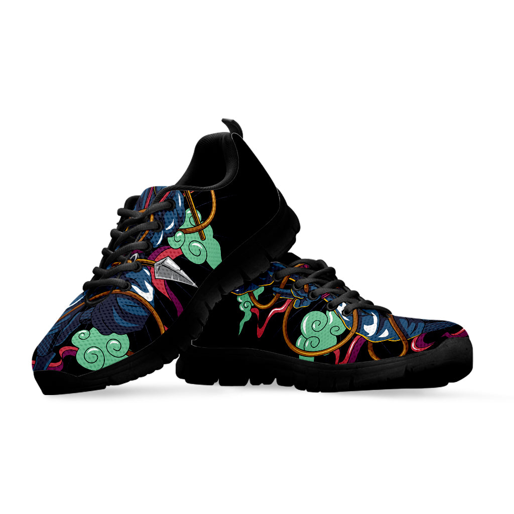 Ninja Warrior Print Black Running Shoes