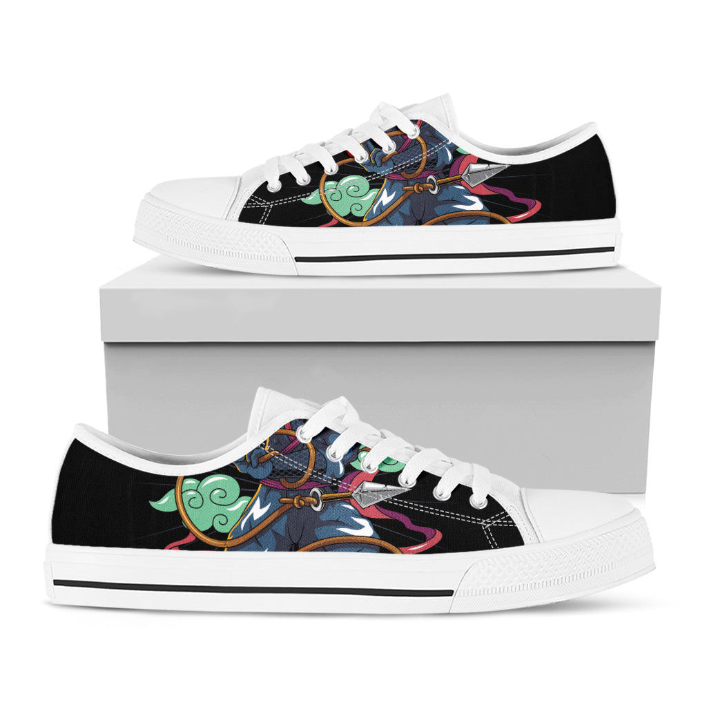 Ninja Warrior Print White Low Top Sneakers