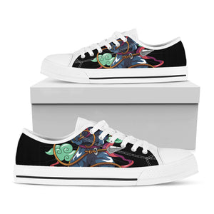 Ninja Warrior Print White Low Top Sneakers