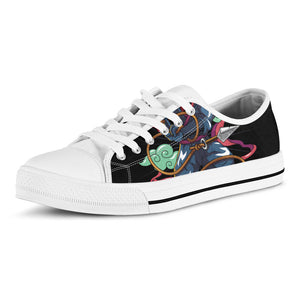 Ninja Warrior Print White Low Top Sneakers