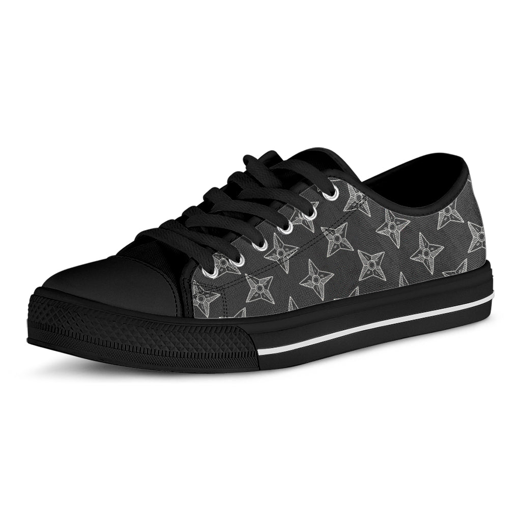 Ninja Weapon Pattern Print Black Low Top Sneakers