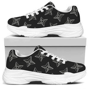 Ninja Weapon Pattern Print White Chunky Shoes