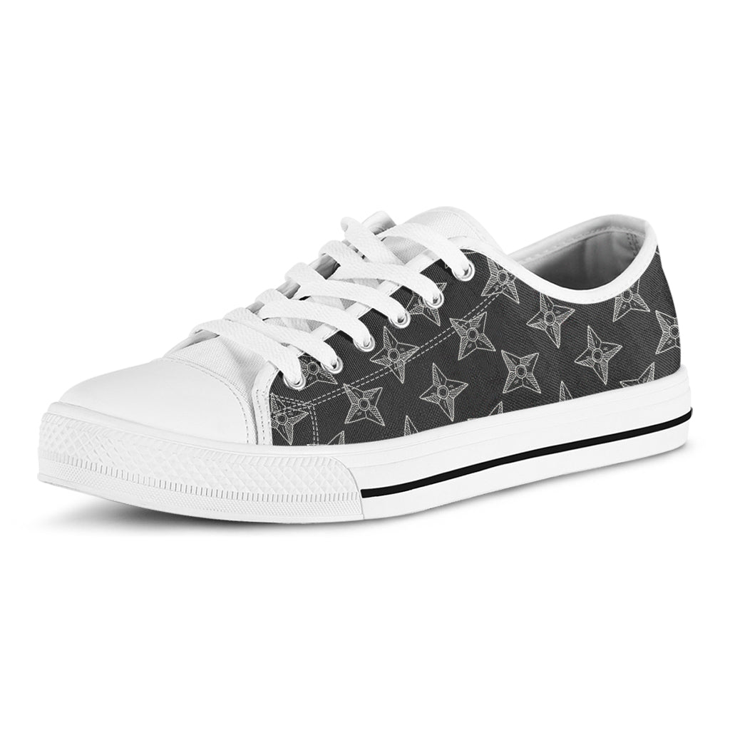 Ninja Weapon Pattern Print White Low Top Sneakers