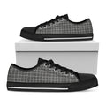 Noisy Windowpane Pattern Print Black Low Top Sneakers