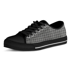 Noisy Windowpane Pattern Print Black Low Top Sneakers