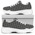 Noisy Windowpane Pattern Print White Chunky Shoes