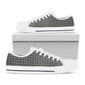 Noisy Windowpane Pattern Print White Low Top Sneakers