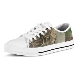 Oak Tree Hunting Camouflage Print White Low Top Sneakers