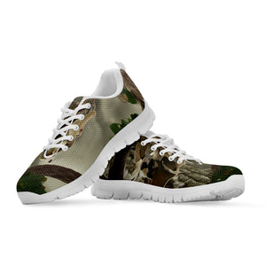 Oak Tree Hunting Camouflage Print White Running Shoes