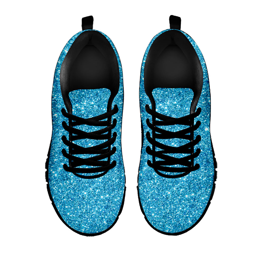 Ocean Blue (NOT Real) Glitter Print Black Running Shoes