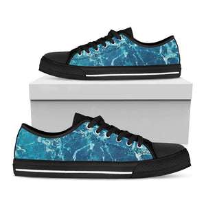 Ocean Surface Print Black Low Top Sneakers