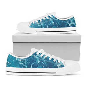 Ocean Surface Print White Low Top Sneakers