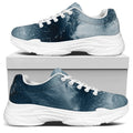 Ocean Wave Print White Chunky Shoes