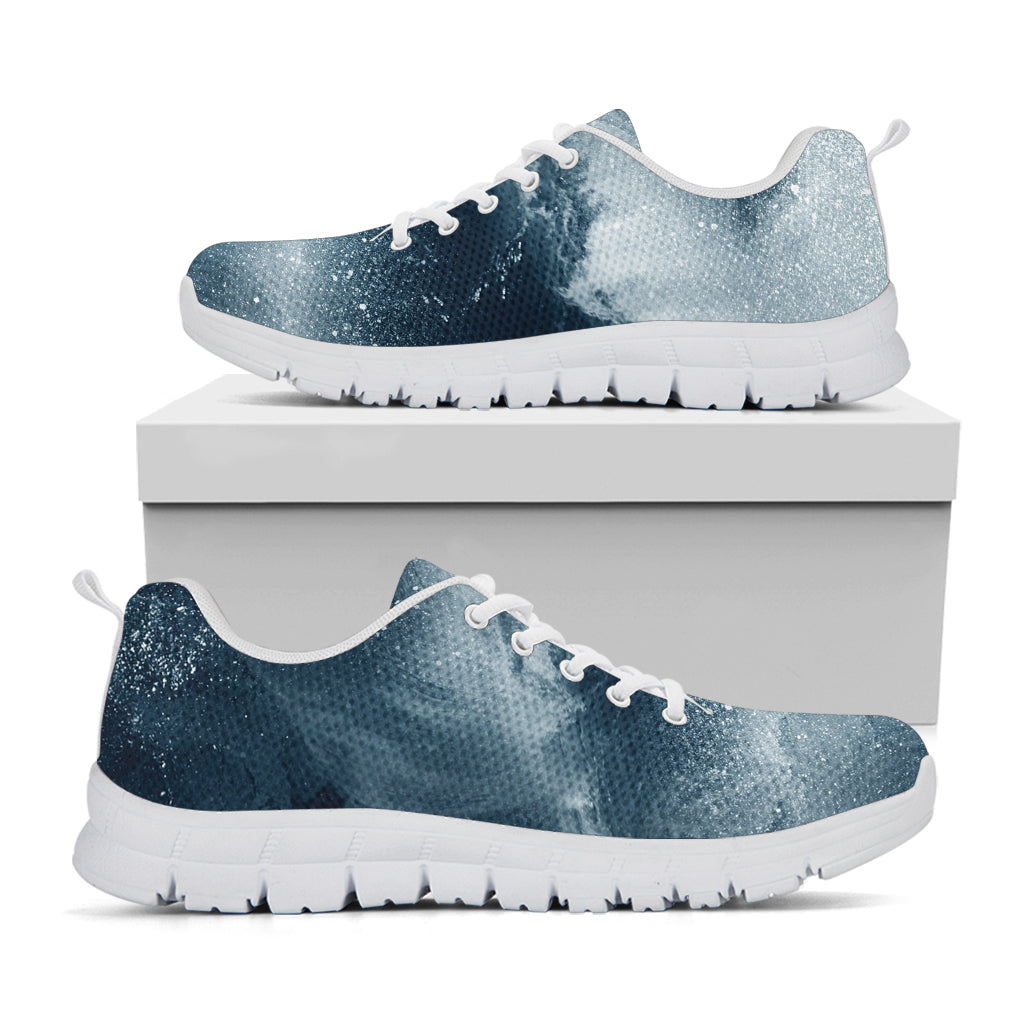 Ocean Wave Print White Running Shoes