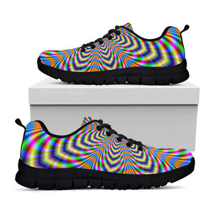 Octagonal Psychedelic Optical Illusion Black Running Shoes