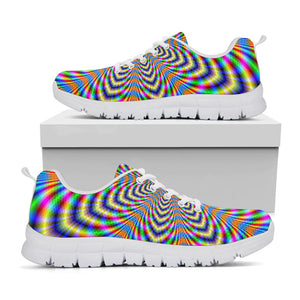 Octagonal Psychedelic Optical Illusion White Running Shoes